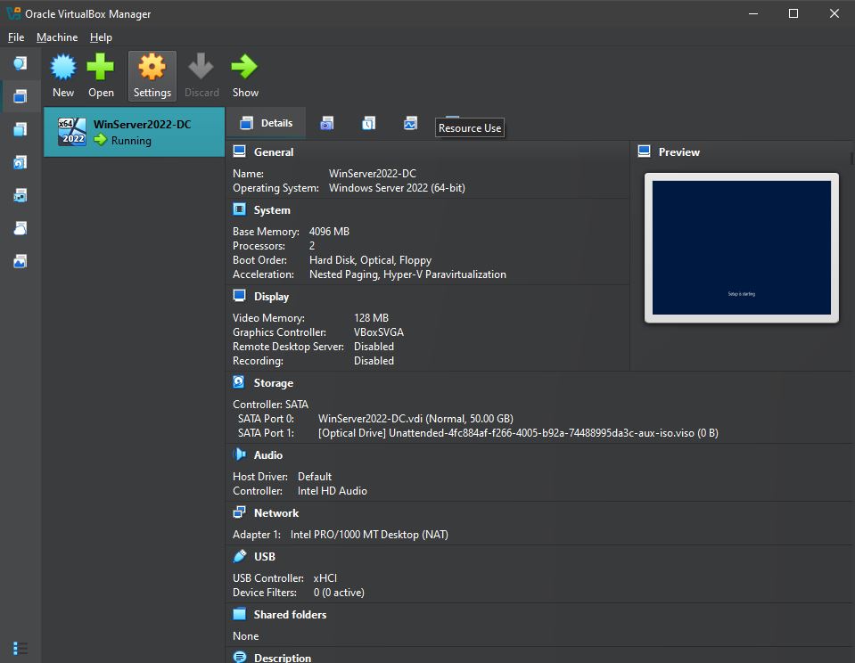 VirtualBox VM Configuration Details