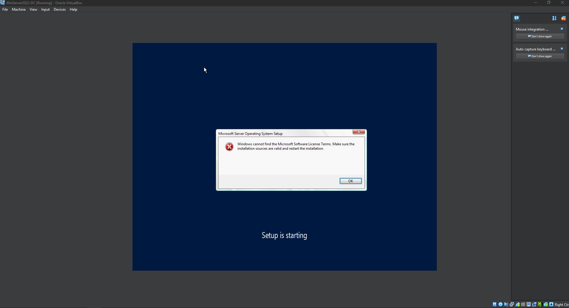 Installation Error Milestone