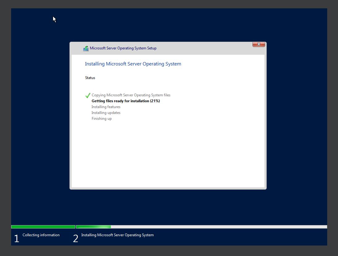Windows Server Installation Progress
