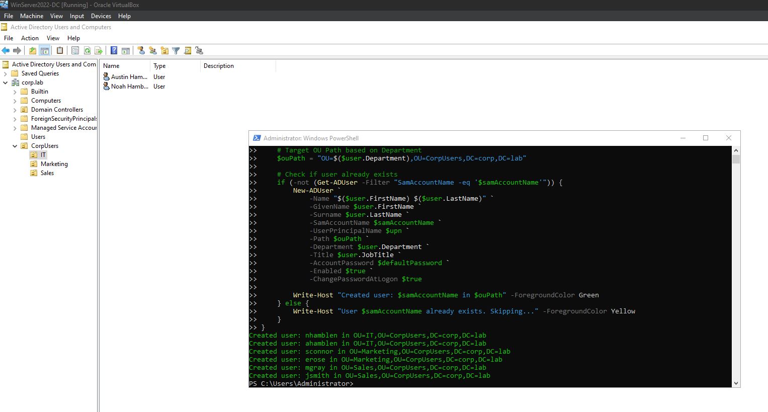 PowerShell Script Execution and AD OUs
